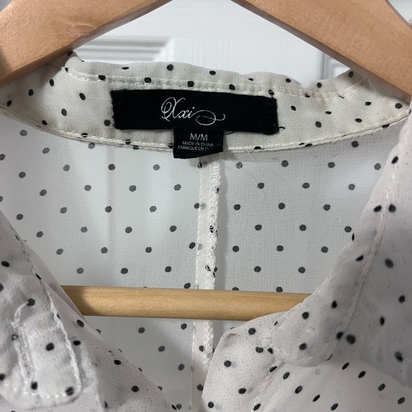 Xai medium sheer polka dot button up shirt - Picture 3 of 7